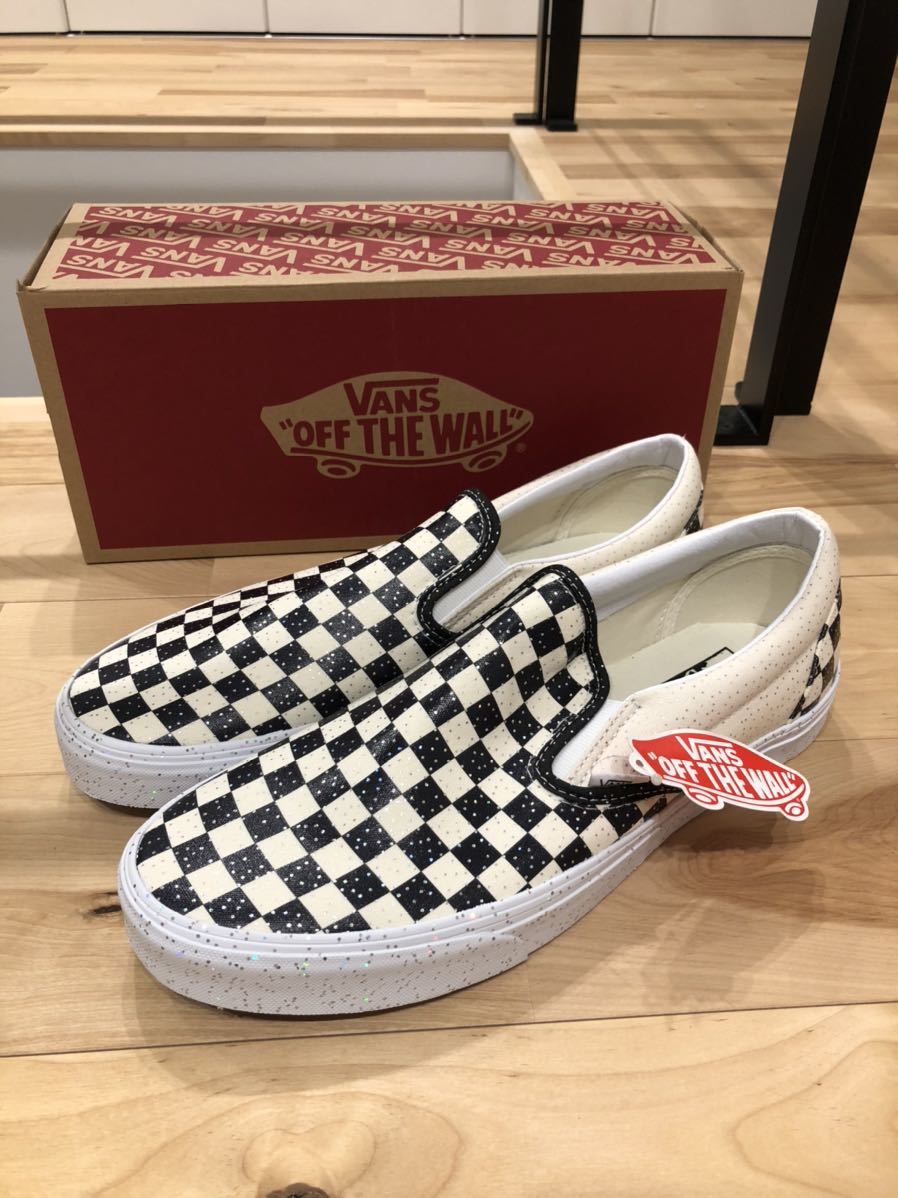 vans スリッポン　チェッカーフラッグ　ラメ仕様　30cm_画像1