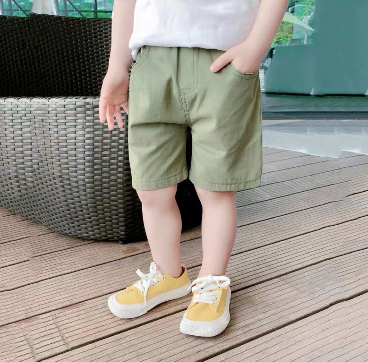 値下げしました 110サイズ 夏用パンツ カーキ ショートパンツ ズボン 子供服 子ども服 半ズボン ハーフパンツ｜PayPayフリマ