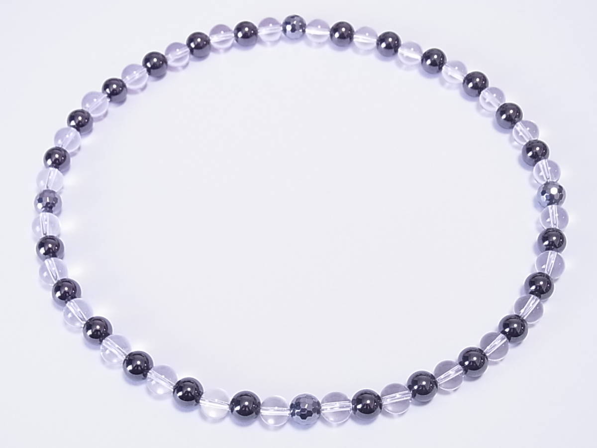  high purity tera hell tsu cut × natural crystal × magnetism hema tight 8mm stretch * necklace ( flexible ) stiff shoulder 