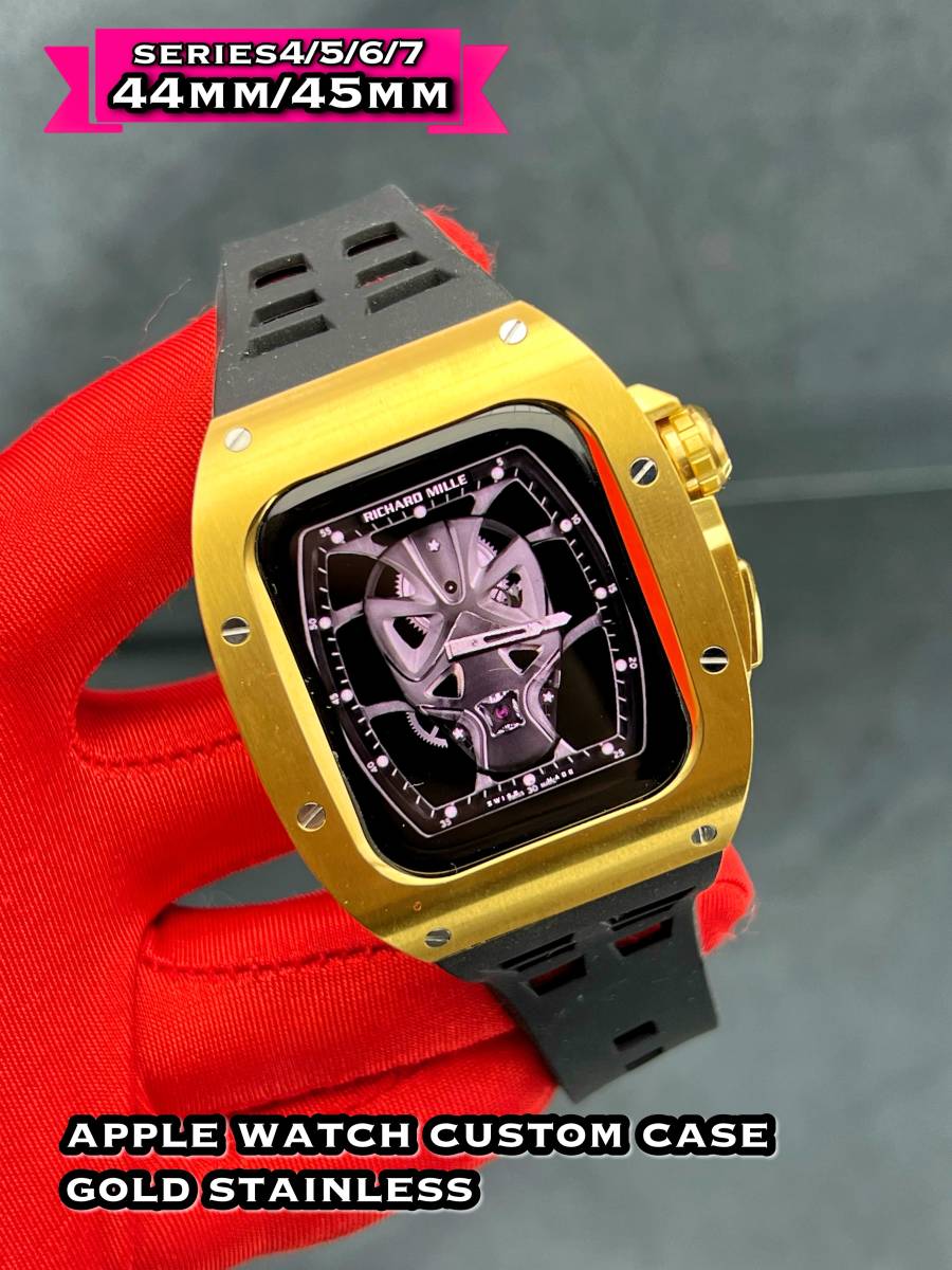 44mm Apple Watch クリア＋ローズゴールド ケースバンド ベルト-
