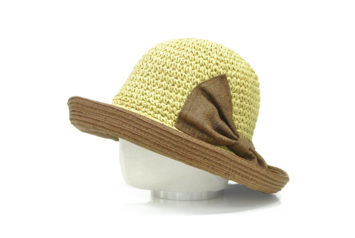 BUS・STOP*大人気 新品 かわいい コマ編み ブレード ペーパー りぼんハット 麦わら帽子 サイズ調整可能 UV対策 天然素材 HAT 帽子 be_出品商品