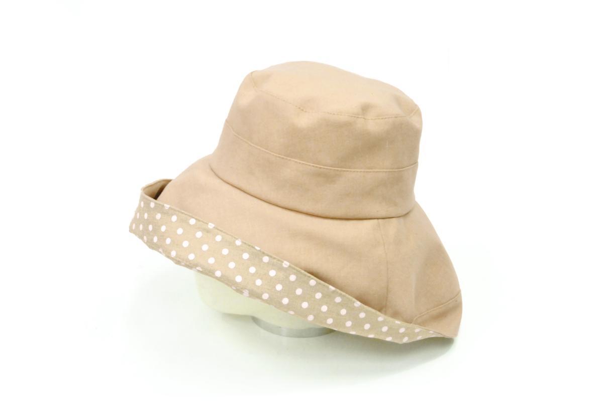 BUS・STOP*大人気 新品 かわいい 天然素材 コットン 綿 リネン 麻 無地 ドット柄 ハット 折り畳み サイズ調整可能 UV対策 HAT 帽子 be_出品商品