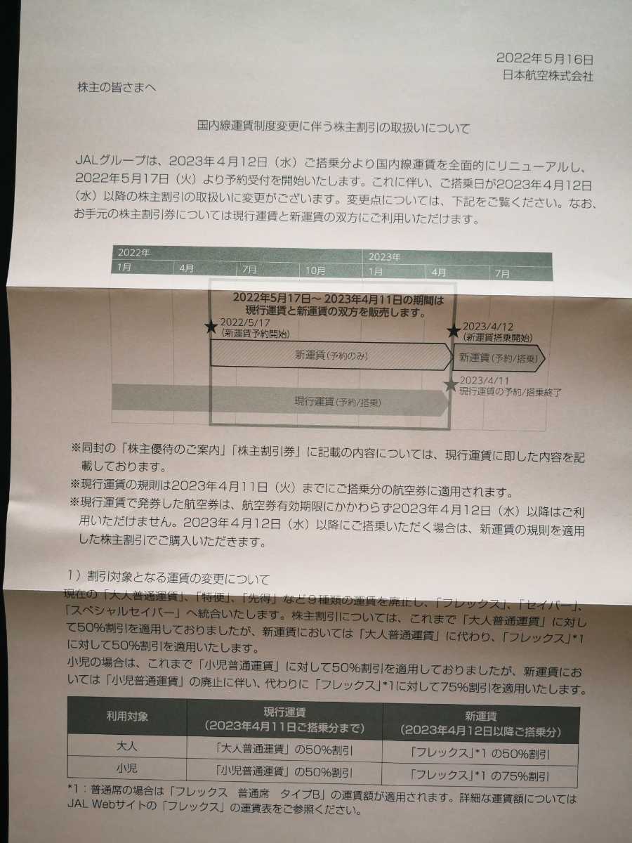 日本航空 株主優待券3枚 割引券1冊 JAL の有効期間2023年11月30日_画像2