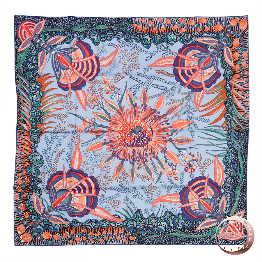 HERMES エルメス カレ90 Flowers of South Africa 南アフリカの花々