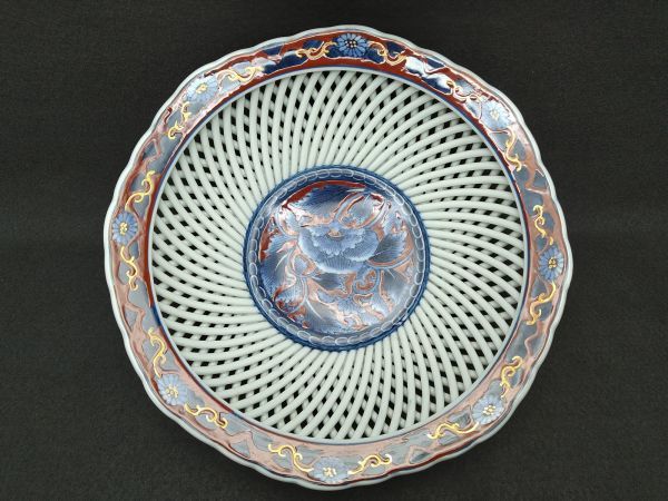 【呉福平戸】 菓子器 陶器 皿 直径21cm レトロ アンティーク