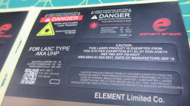 新品ELEMENT制電動ガン用PEQ15バッテリーケース専用シール３枚セットです、マルイG&P,AK,VFC,GHK,CYMA,マルイ_画像3