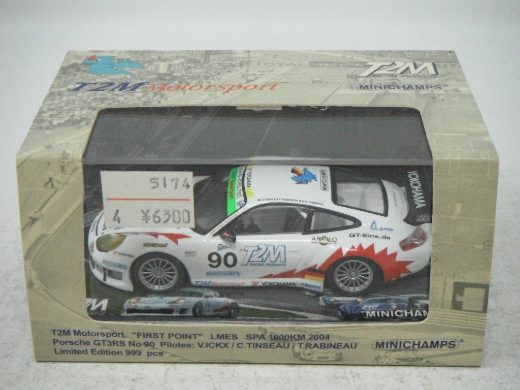 ■ PMA MINICHAMPSミニチャンプス『1/43 T2M モータースポーツ Porsche GT3 RS 1000km Spa 2004 #90 ポルシェ ミニカー』_画像6