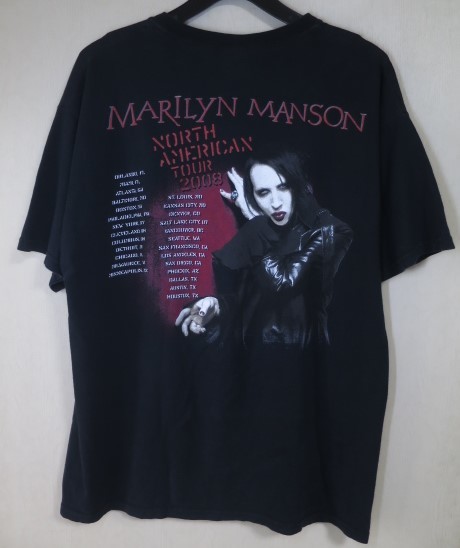 00s Marilyn Manson マリリンマンソン ビンテージ バンド Tシャツ L ブラック 2008年 北米 ツアー 限定 _画像3