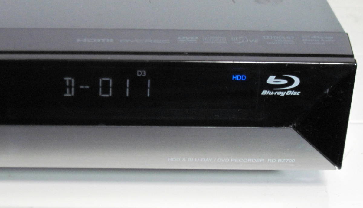 動作品○東芝RD-BZ700 ブルーレイ500GB HDDレコーダー□取説類・赤