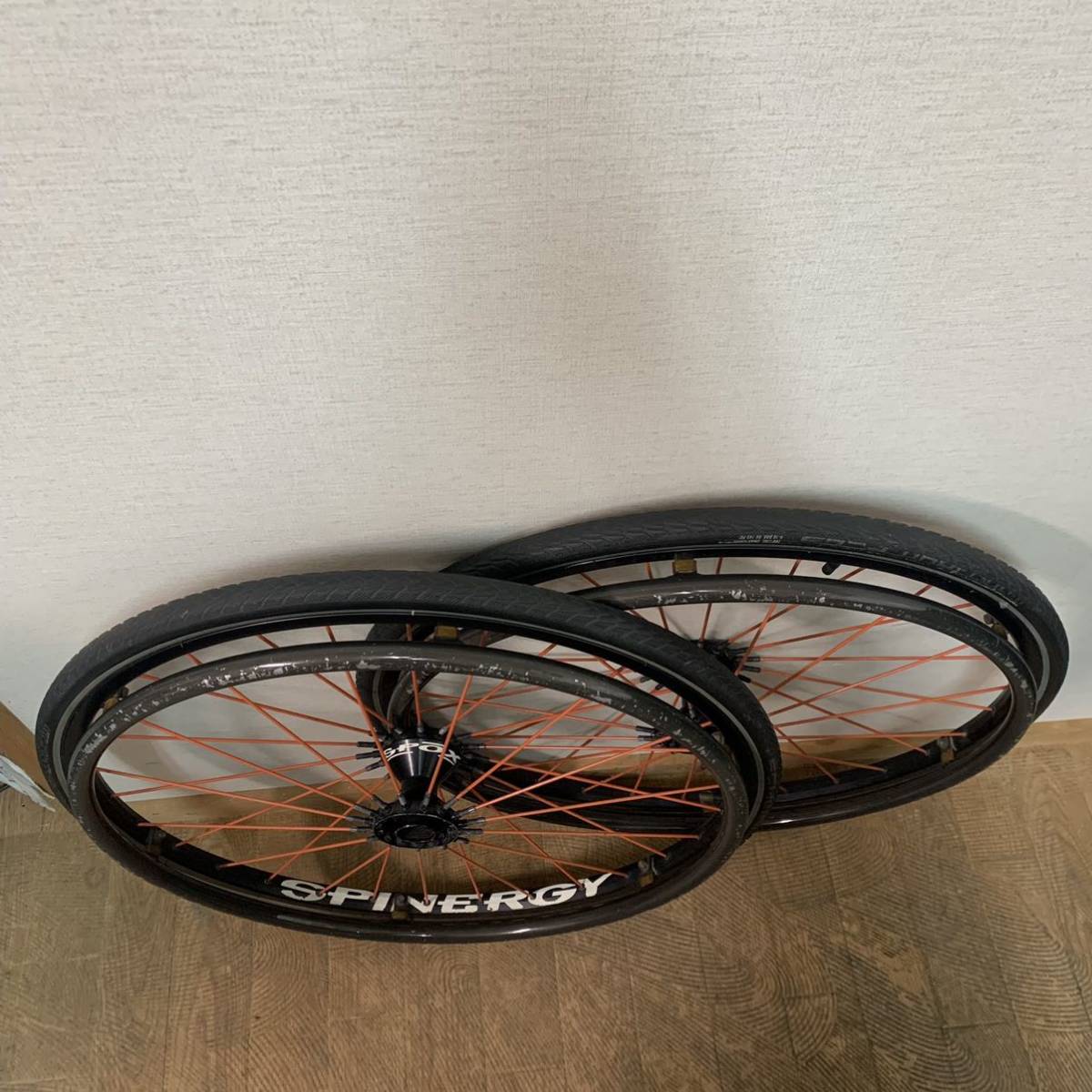 管1914 スピナジー Spinergy SPOX オレンジスポーク 車椅子用 ペア