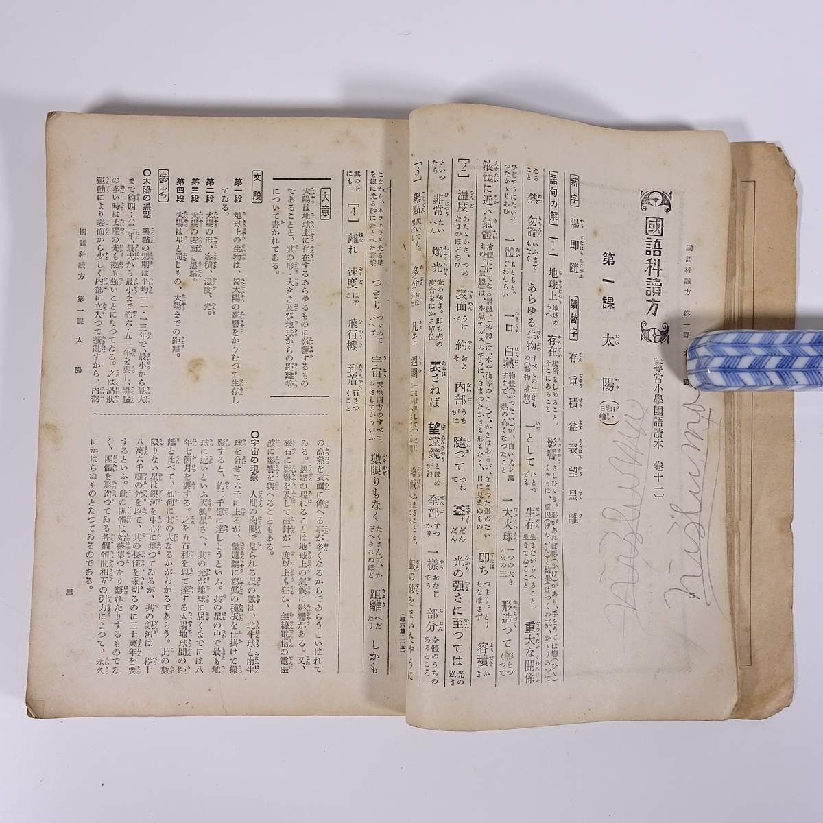 尋常小学 全科学習書 (第六学年 前期) 上田萬年 保科孝一 学習社 1929 単行本 教科書 修身 国語 地理 理科 唱歌 算術 ほか ※書込あり_画像9