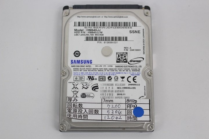 SAMSUNG HM640JJ 640GB 2.5 HDD SATA 動作品☆_画像1