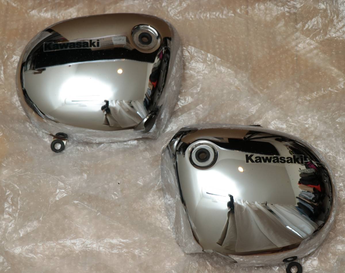 KAWASAKI エストレヤ BJ250A メッキ 純正 金属製 サイドカバー 左右SET へこみなし状態良好(さびはあり)