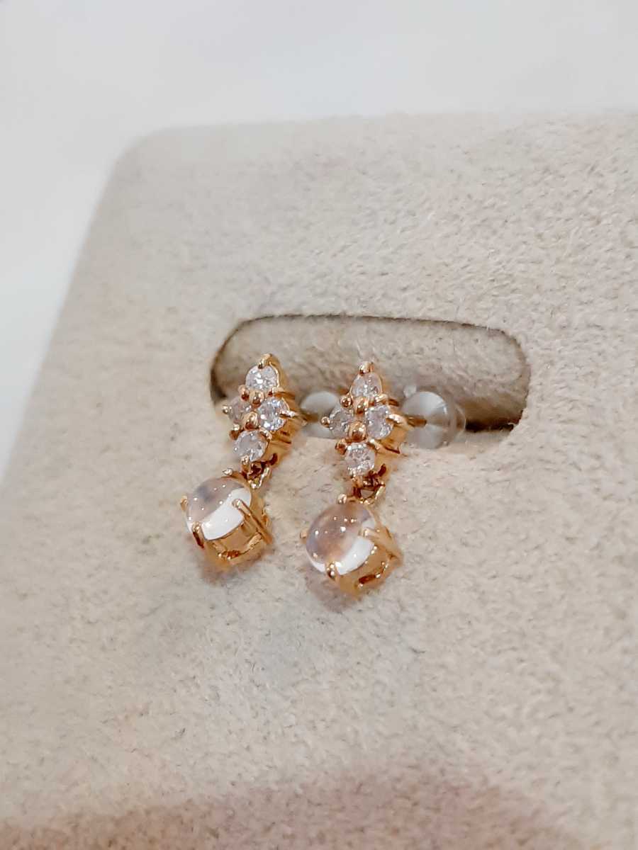 K18yG☆天然ダイヤ0.20ct ムーンストーン ☆ピアス☆44 | lapampa.co