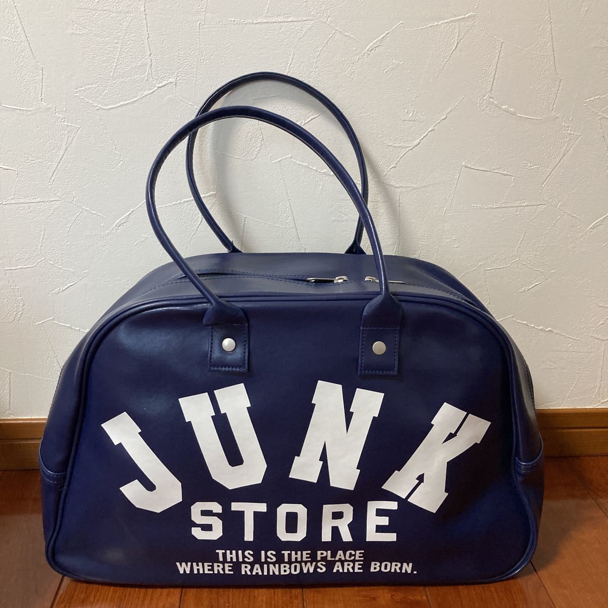 JUNK STORE・ジャンクストアー・ボストンバッグ・トートバッグ・スポーツバッグ・ネイビー・サイズ・２４×４１×１３・定価2900円_画像1