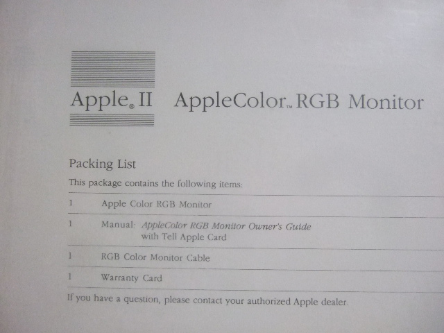 AppleColor RGB Monitor Owner\'s Guide.