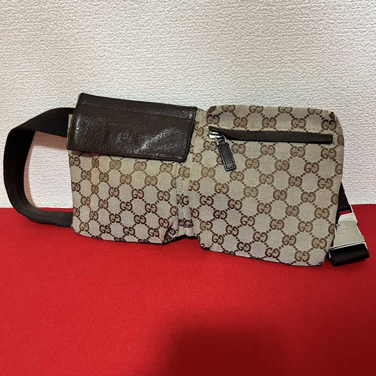 GUCCI グッチ GGキャンバス ボディバッグ ウエストバッグ ggロゴ