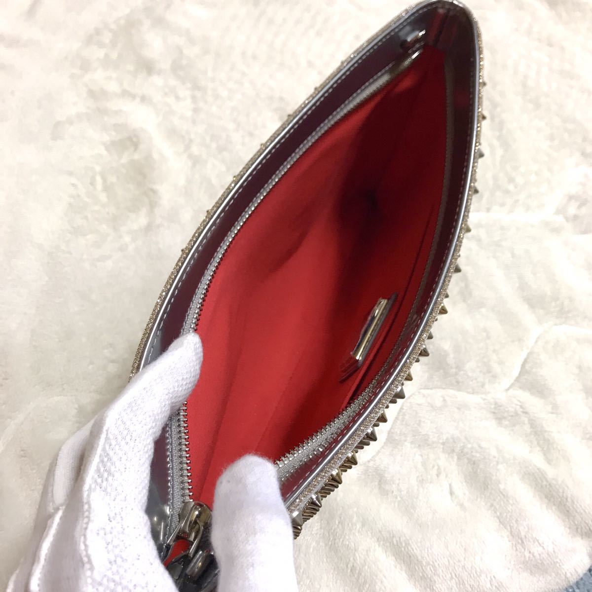 【極美品】未使用 ルブタン クラッチバッグ ショルダー ルビポッシュスパイクチェーン Christian Louboutin パーティバッグ  セカンドバッグ