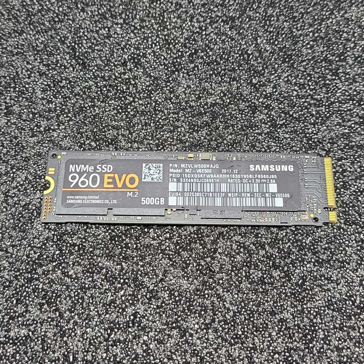 SAMSUNG SSD 960 EVO(MZ-V6E500) 500GB NVMe SSD フォーマット済み PCパーツ M.2 2280 動作確認済み 480GB 512GB