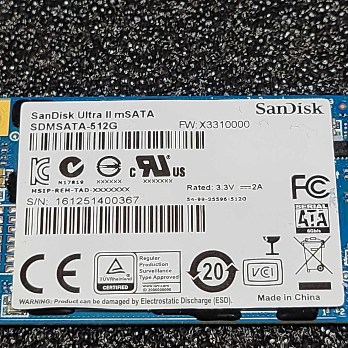 SanDisk Ultra II(SDMSATA-512G) 512GB mSATA SSD フォーマット済み PCパーツ M.2 2280 動作確認済み 480GB 500GB