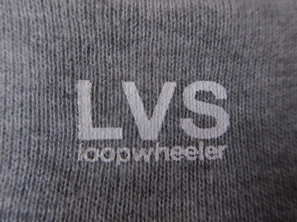 日本製 ループウィラー 前V フロッキープリント ラグラン LVS 半袖 スウェット L グレー系 LOOPWHEELER VINTAGE SERVICEトレーナー Tシャツ_画像6