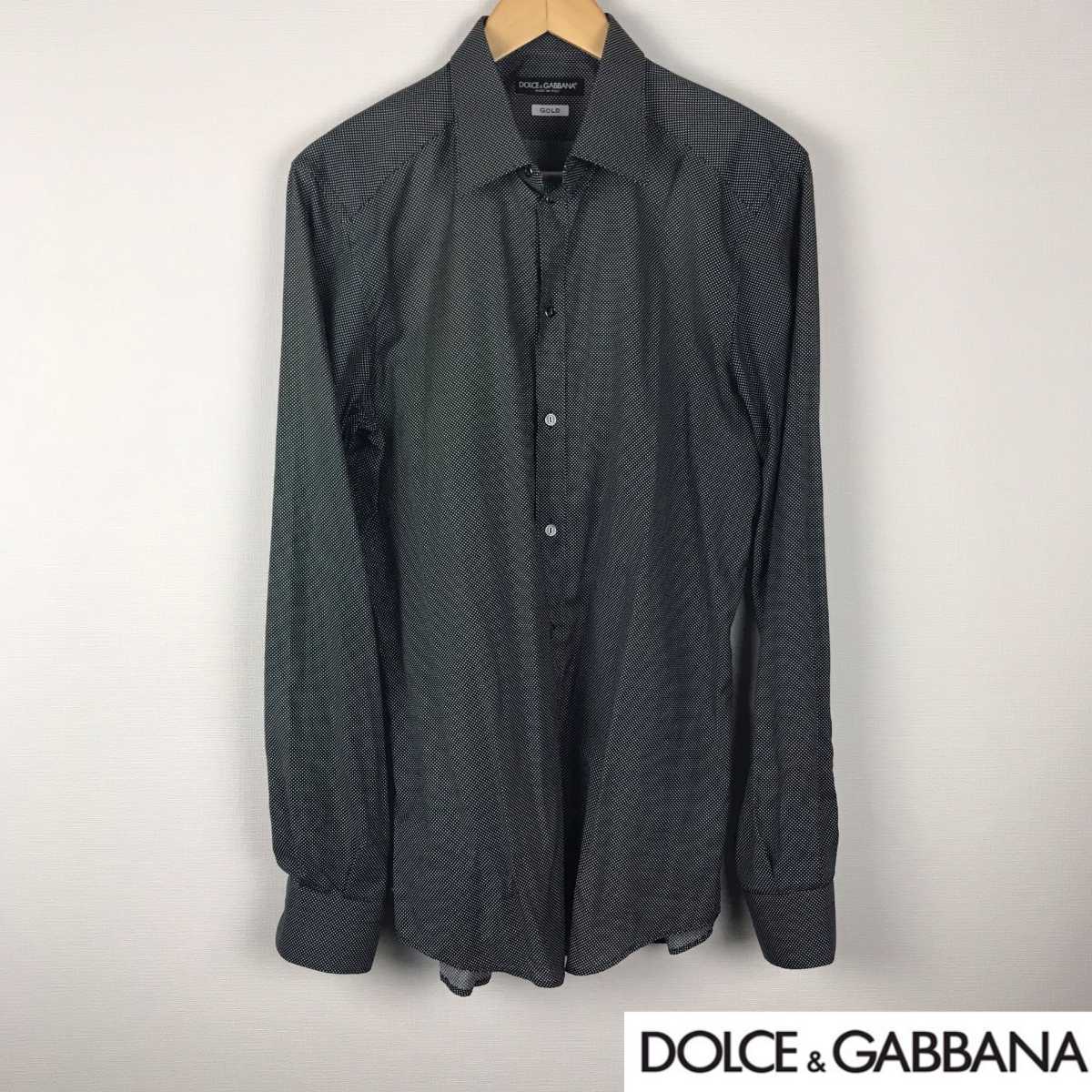 本物の 新品同様品 ドルチェ&ガッバーナ 長袖シャツ ブラック サイズ41 返品可能 送料無料 41