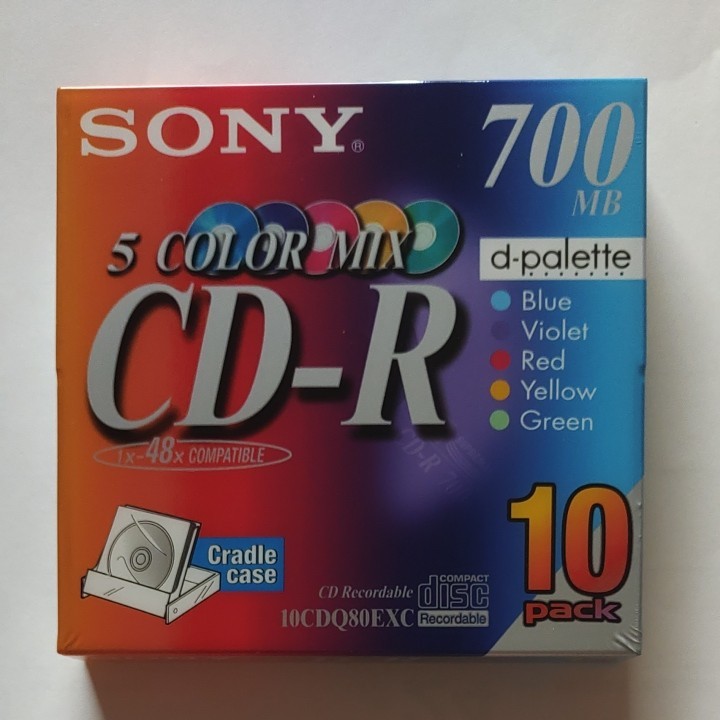 CD-R　データ用700MB 5㎜ケース5カラー10枚