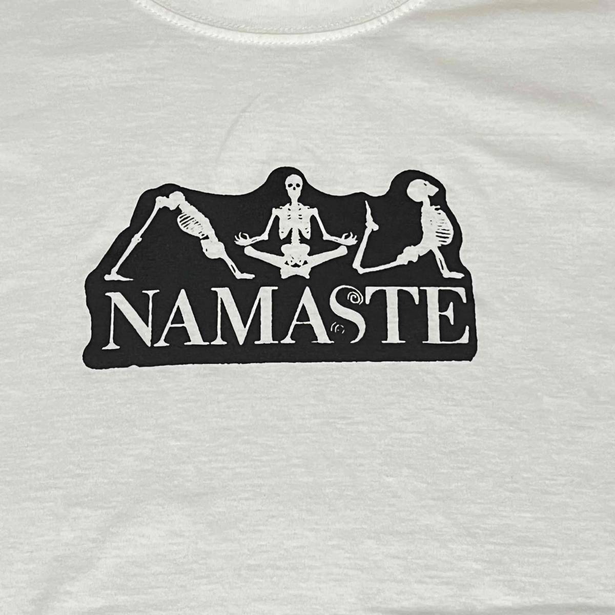 NAMASTE・ヨガ・骸骨・ロック・ナマステ・Tシャツ・白・半袖・M_画像2