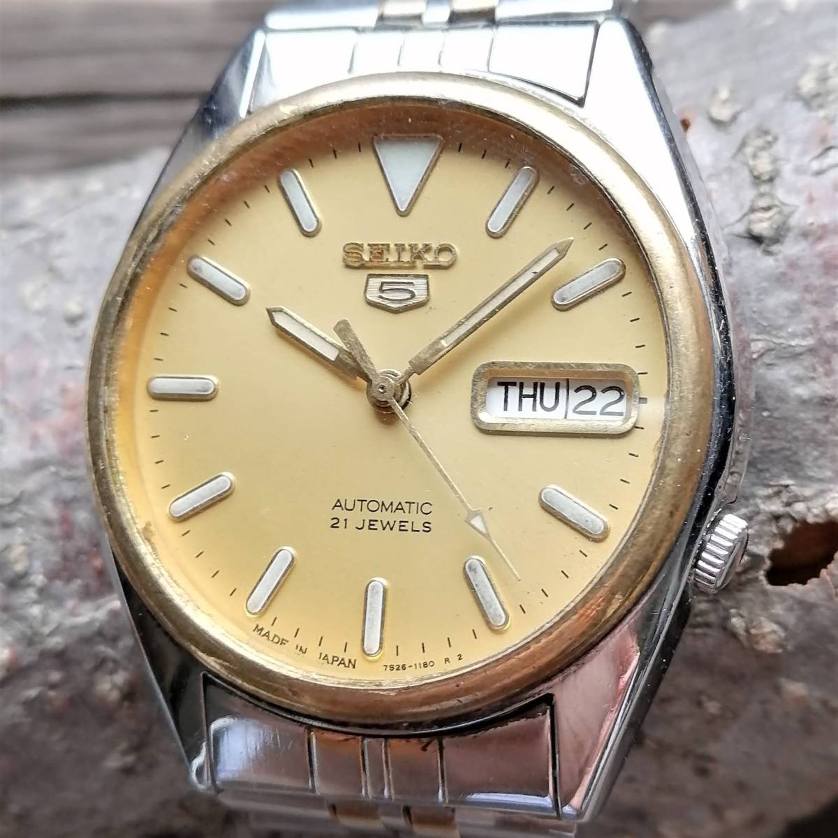 【超美品！】SEIKO5 自動巻き1970年代！ヴィンテージ腕時計メンズセイコー5男性人気ブランド逆輸入モデル日本未発売アンティーク 0612c_画像1