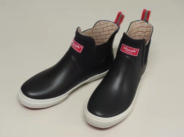 B goods lady's rain boots 24.5cm black side-gore rain shoes . slide casual sport rain shoes JW_20088 ②