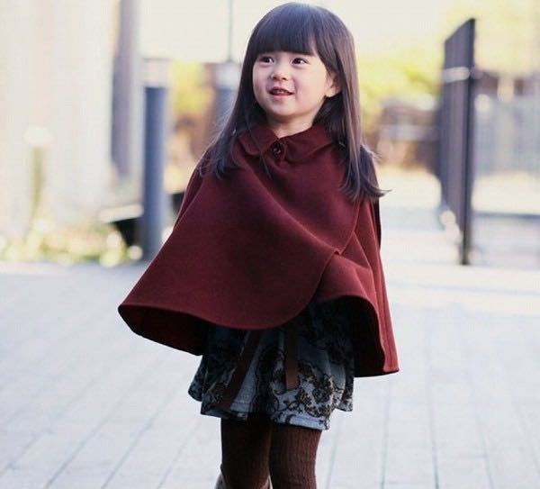 140cm Kids child clothes girl tops outer autumn winter winter poncho ko- mantle one in red 