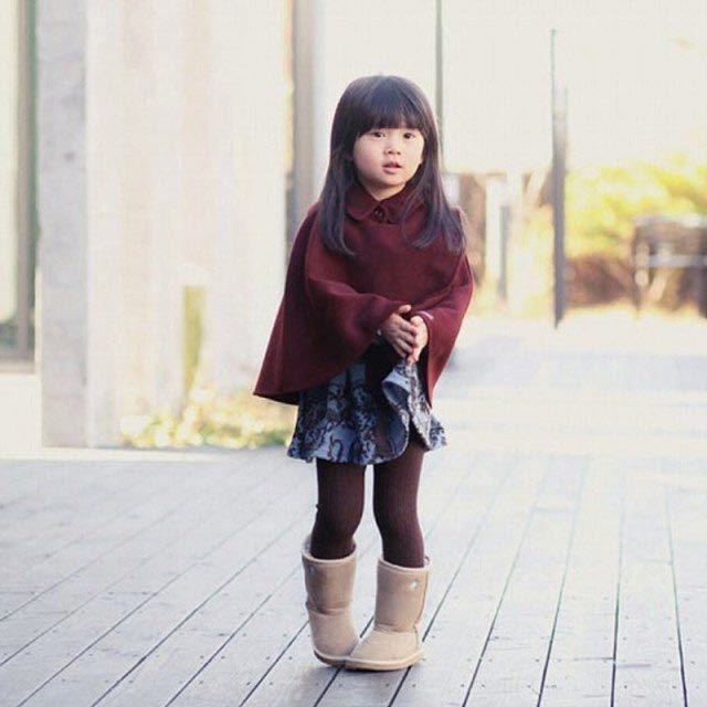 140cmキッズ 子供服女の子トップスアウター 秋冬 冬ポンチョコーマントワンインレッド_画像5