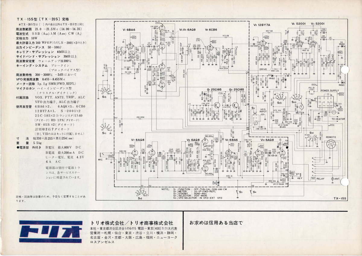 JR-500S,TX-15SとTX-20Sの無線機カタログ_画像4