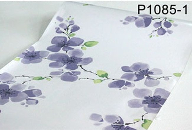 大量100m】p1085-1 紫 フラワー 花柄 壁紙 シール リフォーム 多用途 ウォールステッカー はがせる リメイクシート 