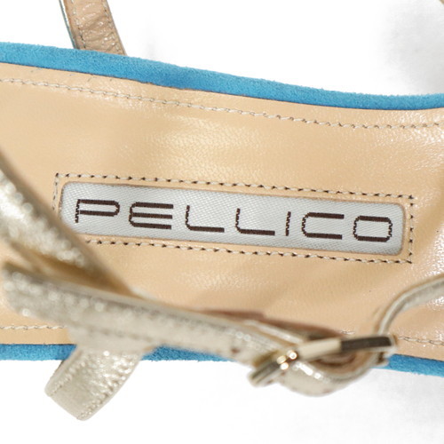 【定価6.0万・新品・36.5】PELLICO（ペリーコ）3992 CORA 65SC アンクルストラップポインテッドトゥパンプス 6.5cm ゴールド×ブルー