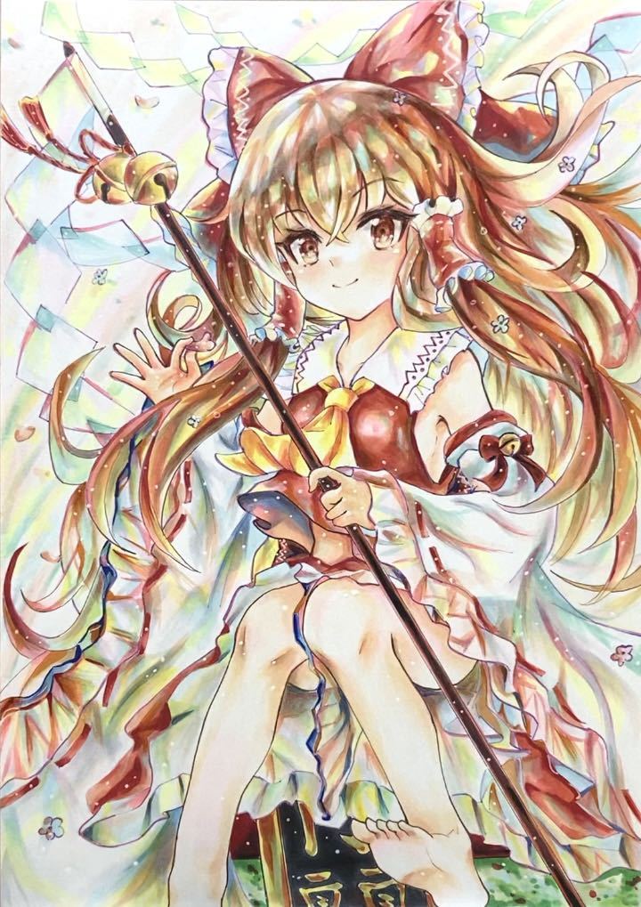 手描きイラスト 博麗霊夢 東方project 霊夢B5 手描きイラスト 博麗霊夢 東方project 霊夢B5