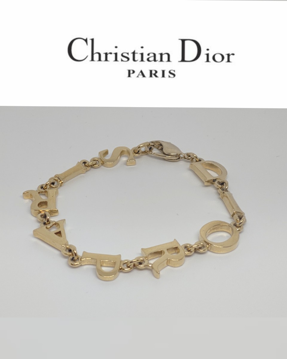 気質アップアクセサリーレア品 Dior ディオール ロゴ チェーン ブレスレット バングル