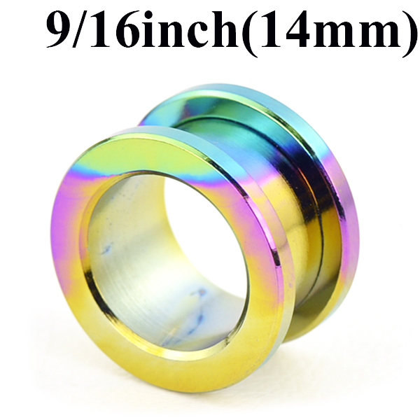 フレッシュトンネル レインボー 9/16inch(14mm) サージカルステンレス カラーコーティング シンプル ボディーピアス ロブ 9/16インチ┃_画像1