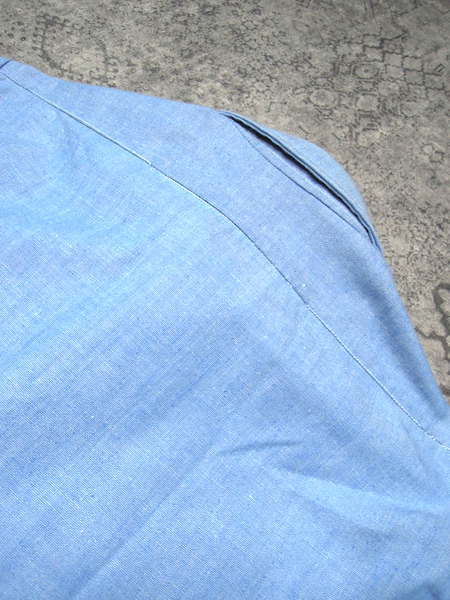 70's シャンブレーシャツ◆メンズMサイズ程度/半袖/水色/ビンテージアメリカ古着_画像7