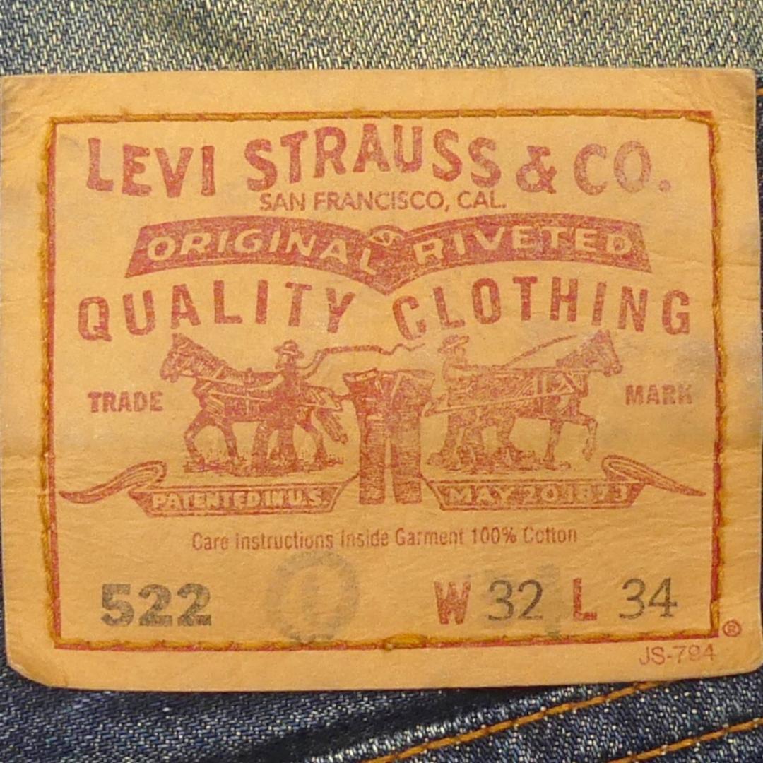 即決★リーバイス522★W32 廃盤 ローライズスキニー ジーンズ Levis メンズ テーパード ボトムス 鬼ヒゲ デニム 限定 ボタンフライ パンツ