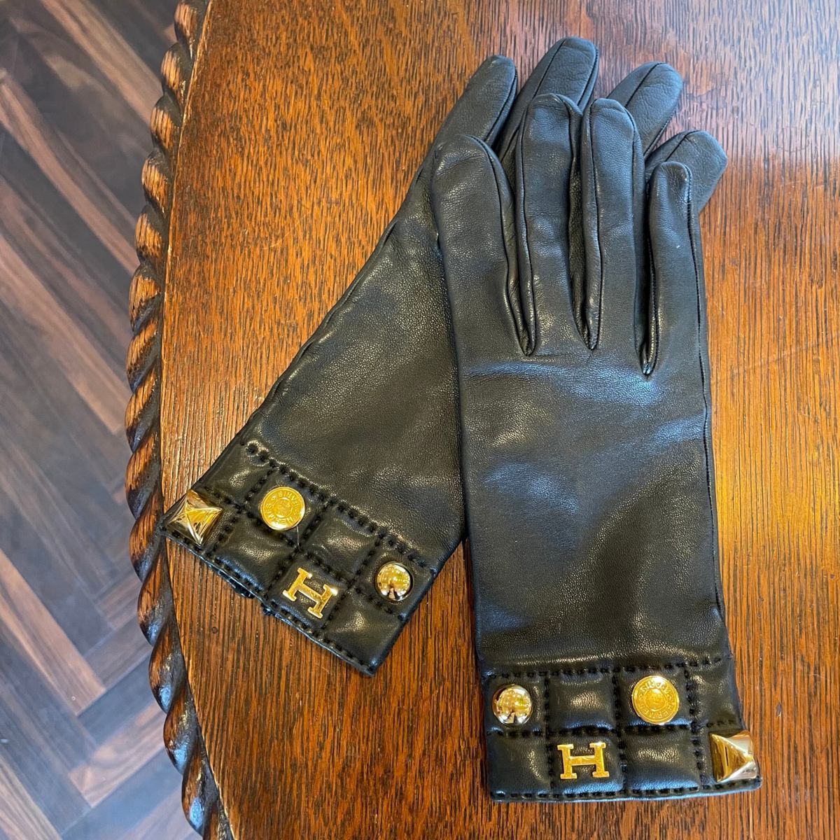 7752円 一番の HERMES 手袋 レザー ブラック サイズ7