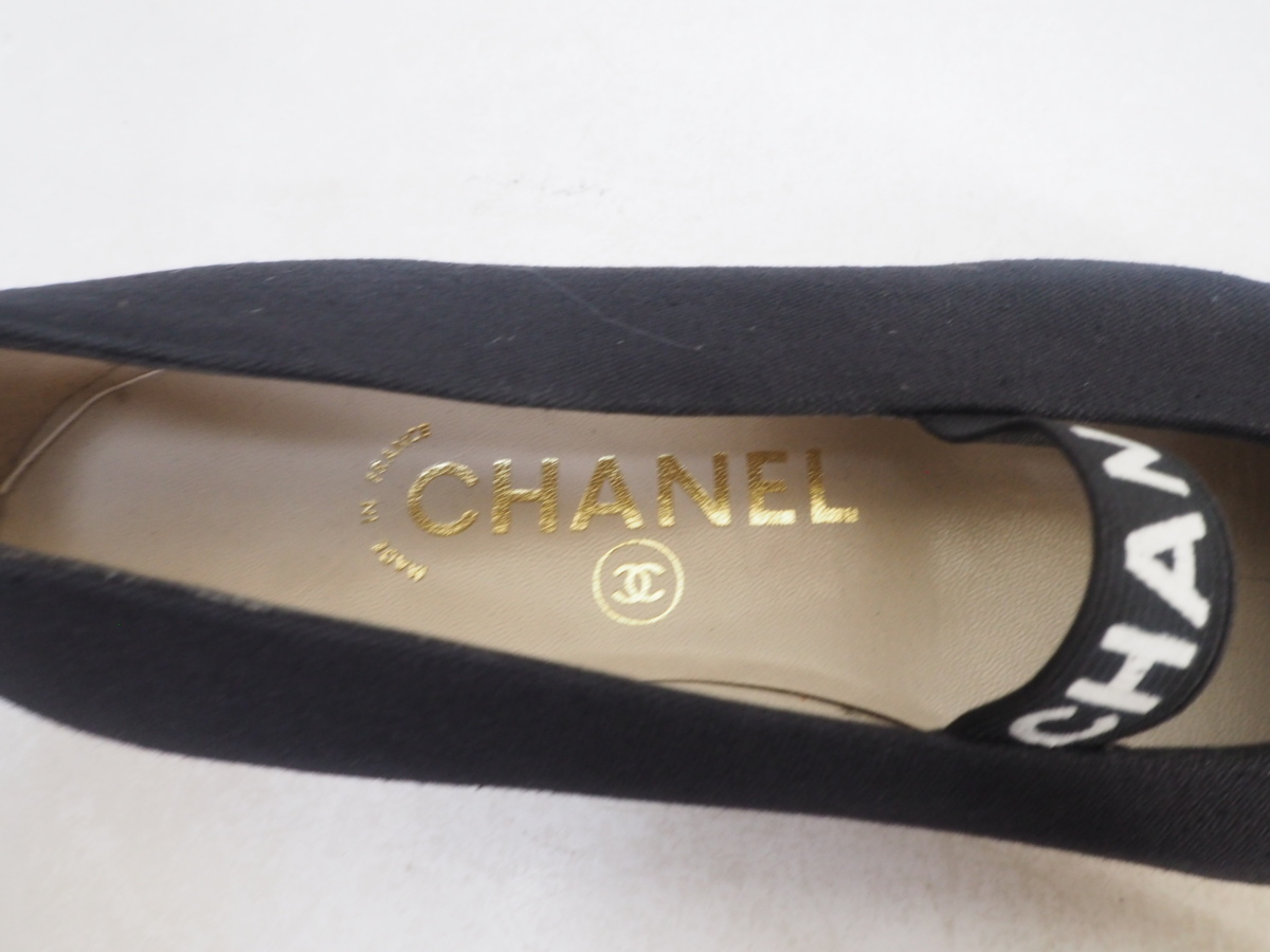 Z629 CHANELシャネル ヴィンテージ エスパドリーユ ロゴ ビンテージ