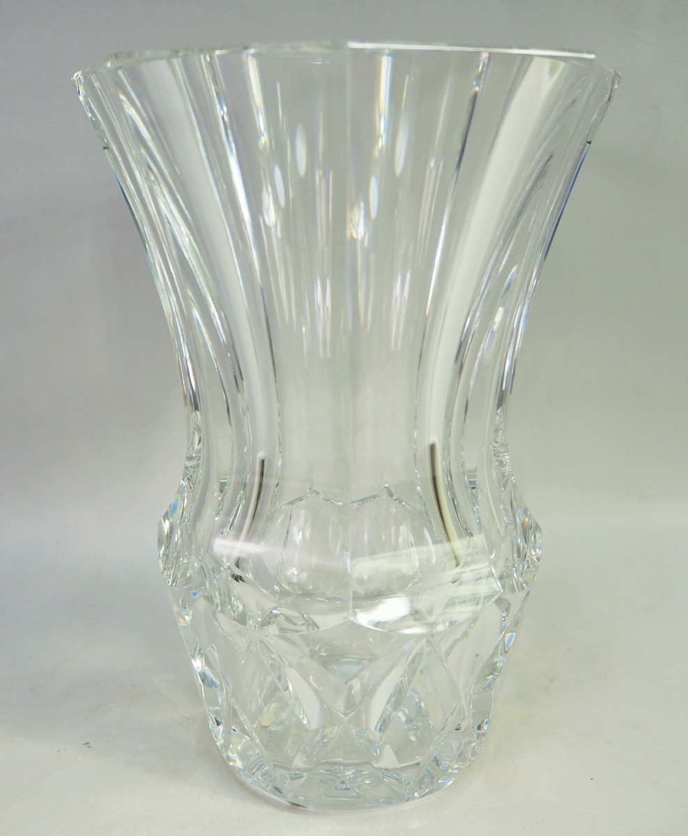 D993 Baccarat バカラ 花瓶 フラワーベース 花器 高さ約25.5cm カット