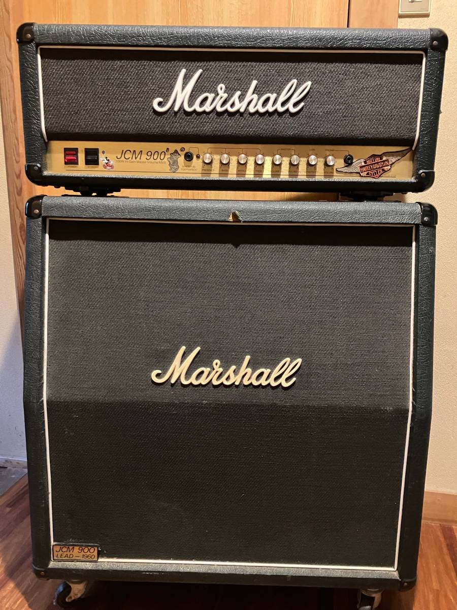 Marshall JCM900 + LEAD-1960A フットスイッチ付 シールド 電源ケーブル有 マーシャル ヘッド+キャビネット 音出し確認済み  極上サウンド