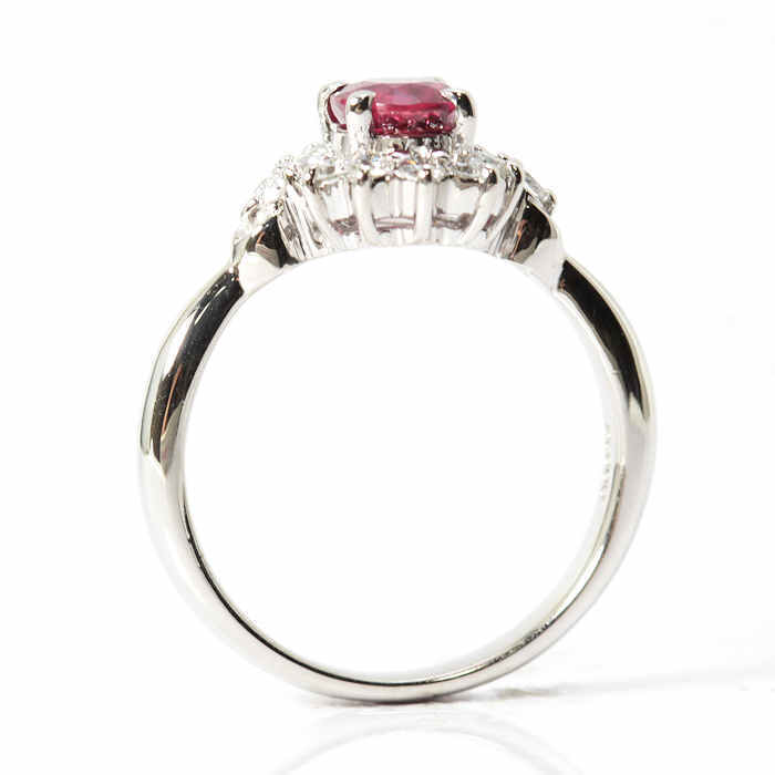 Pt900 ルビー ダイヤモンド リング 0.70/0.25ct 8号 プラチナ