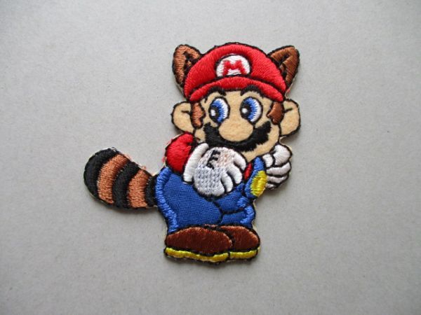 90s スーパーマリオブラザーズ シッポマリオ 刺繍ワッペン/A 90s スーパーマリオブラザーズ シッポマリオ 刺繍ワッペン/A