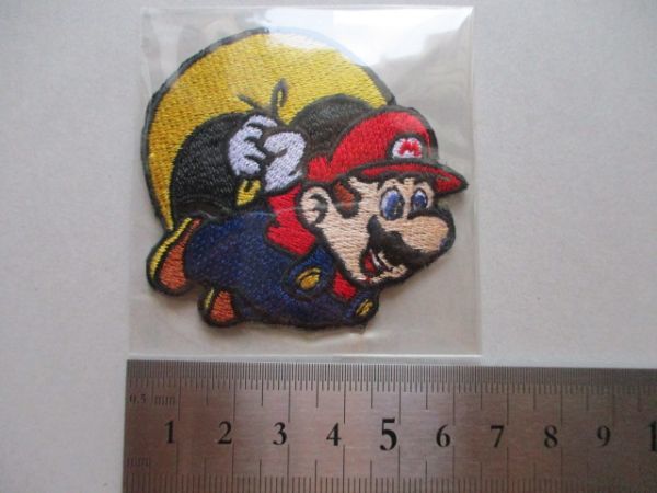 90s スーパーマリオワールド『マリオ』刺繍ワッペン/Bファミコン当時物ワッペン任天堂NintendoゲームSuper Mario Worldアップリケ S60_画像7