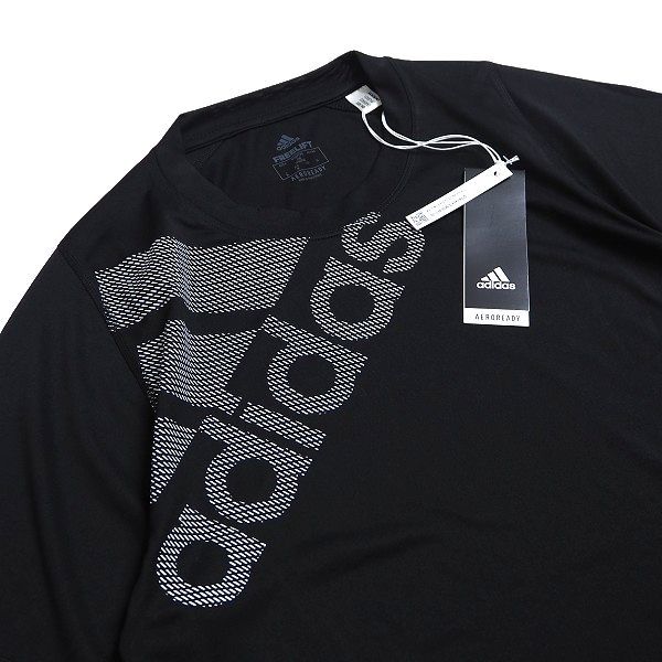 N520 新品 adidas アディダス 上下セット ビッグロゴ Tシャツ ハーフパンツ トレーニング セットアップ 吸汗速乾性 XO ブラック_画像3