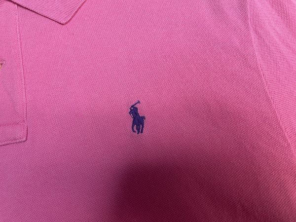 ☆ビッグサイズ US古着 POLO Ralph Lauren ラルフローレン 半袖シャツ ポニーロゴ刺繍 ピンク【XL】鹿の子　　　　　◆3488◆_画像6