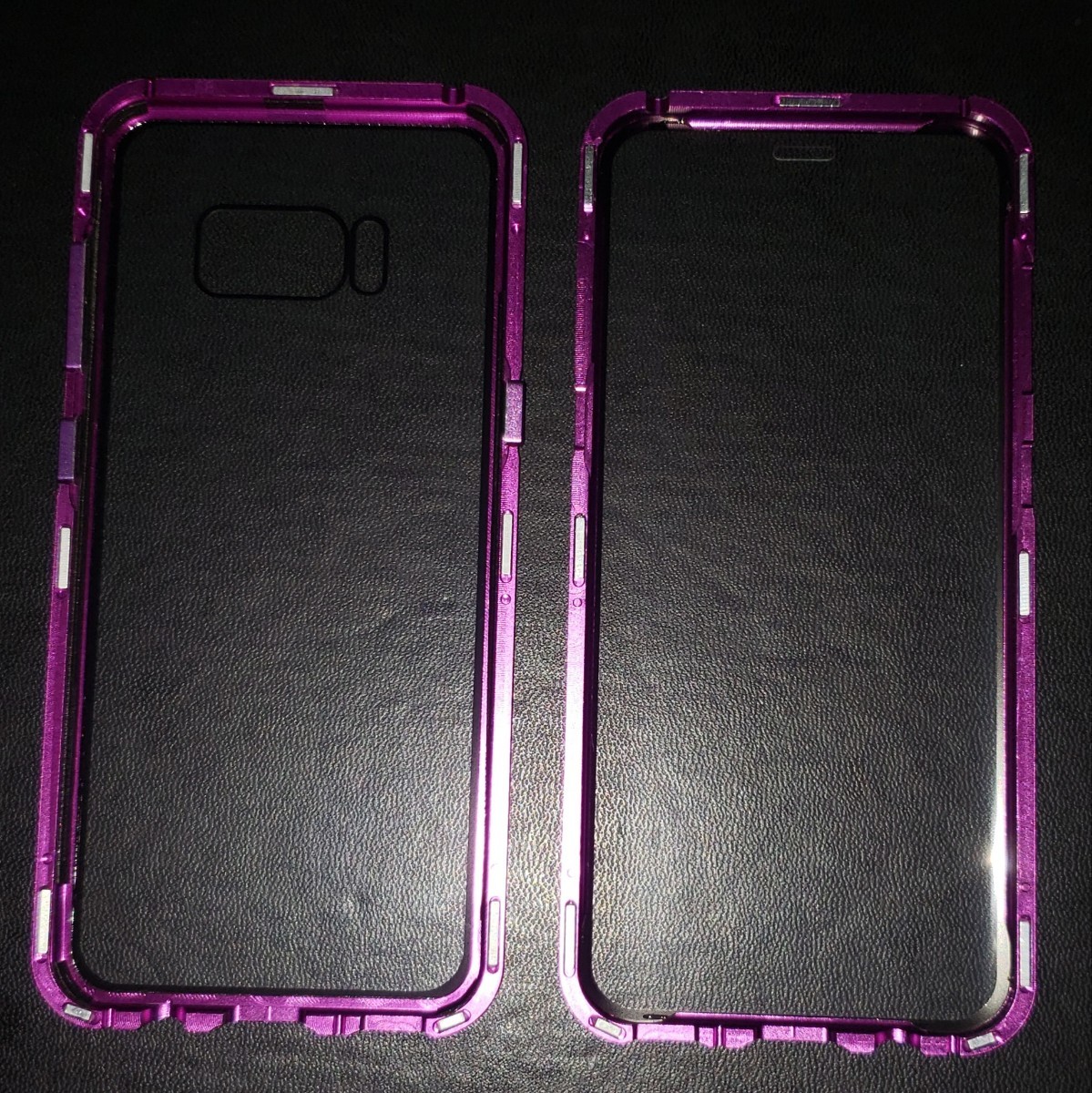送料込 GALAXY S8 紫/紫 両面ガラスフルカバー携帯ケース スマホケース